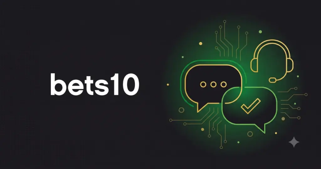 Bets10 canlı destek için sohbet baloncukları ve müşteri temsilcisi kulaklığı temalı görsel